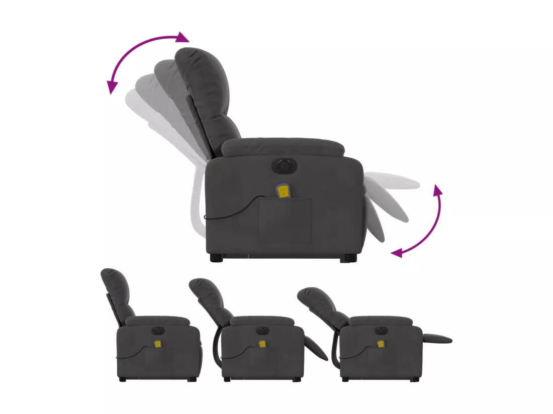 Fauteuil inclinable massant électrique gris foncé