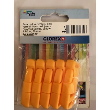 Glorex 64000241 - Paracord Kunststoff-Verschluss, Gelb, 20 mm, 5er Packung