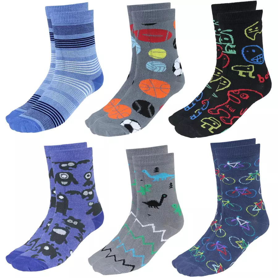 TupTam Kinder Socken Mädchen Jungen Bunt Gemustert 6er Pack blaugrau