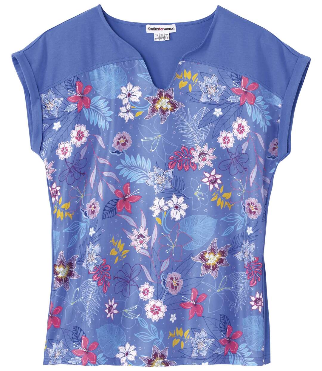 Tee-Shirt Bi-Matière Fleuri