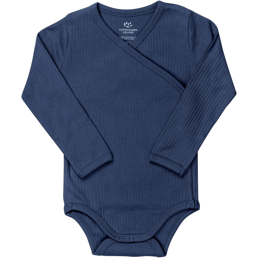 Køb COPENHAGEN COLORS Navy Baby Rib Jersey Body Crossover W. Longsleeve