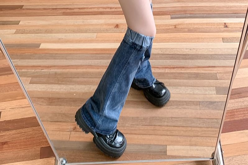 Bolgivy - Set: Hoge taille denim mini-kokerrok + beenwarmers