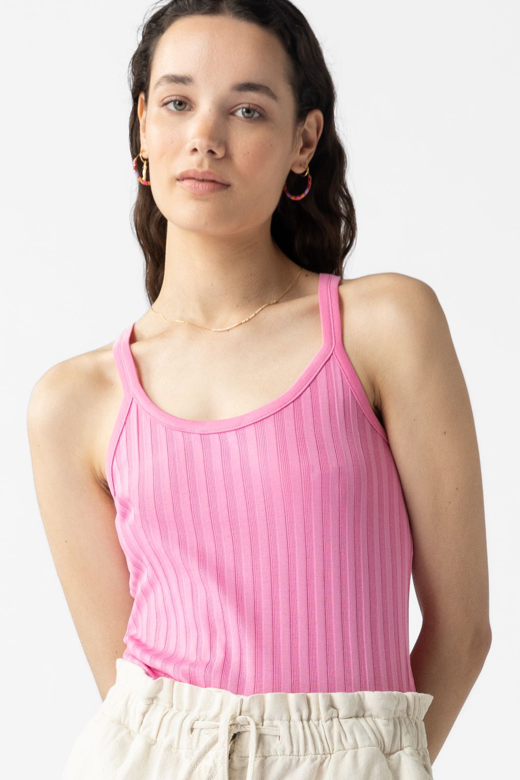 Roze rib singlet