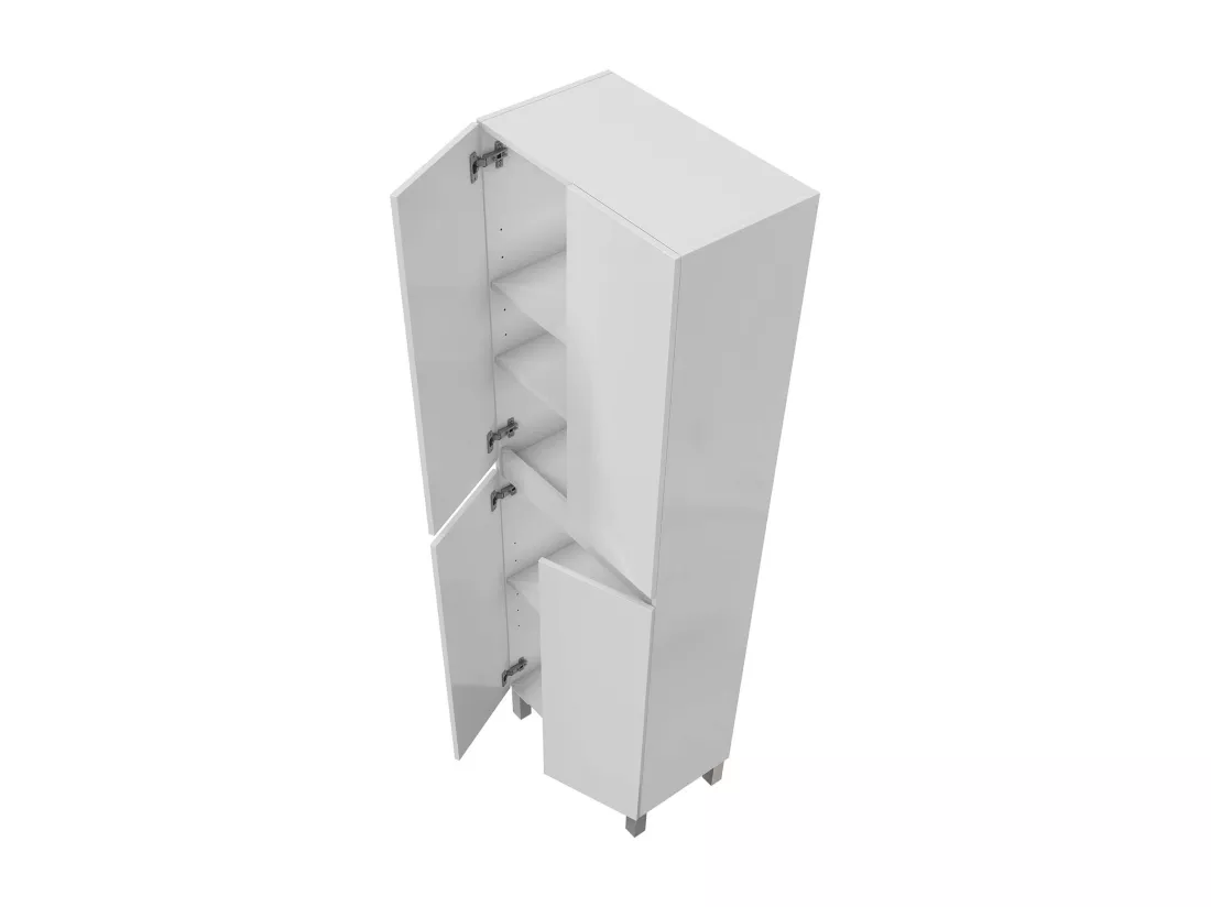 Colonne de salle de bain avec 4 portes sans poignée coloris blanc - Longueur 60 x Profondeur 35 x Hauteur 182 cm