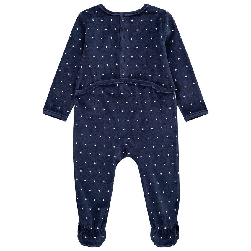 Dors-bien en velours à pois print Minnie Disney pour bébé fille - Bleu marine