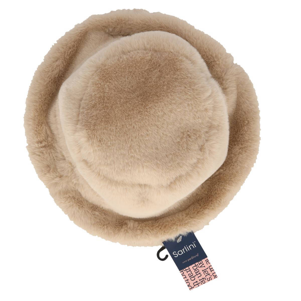 Sarlini bucket hat van imitatiebont beige