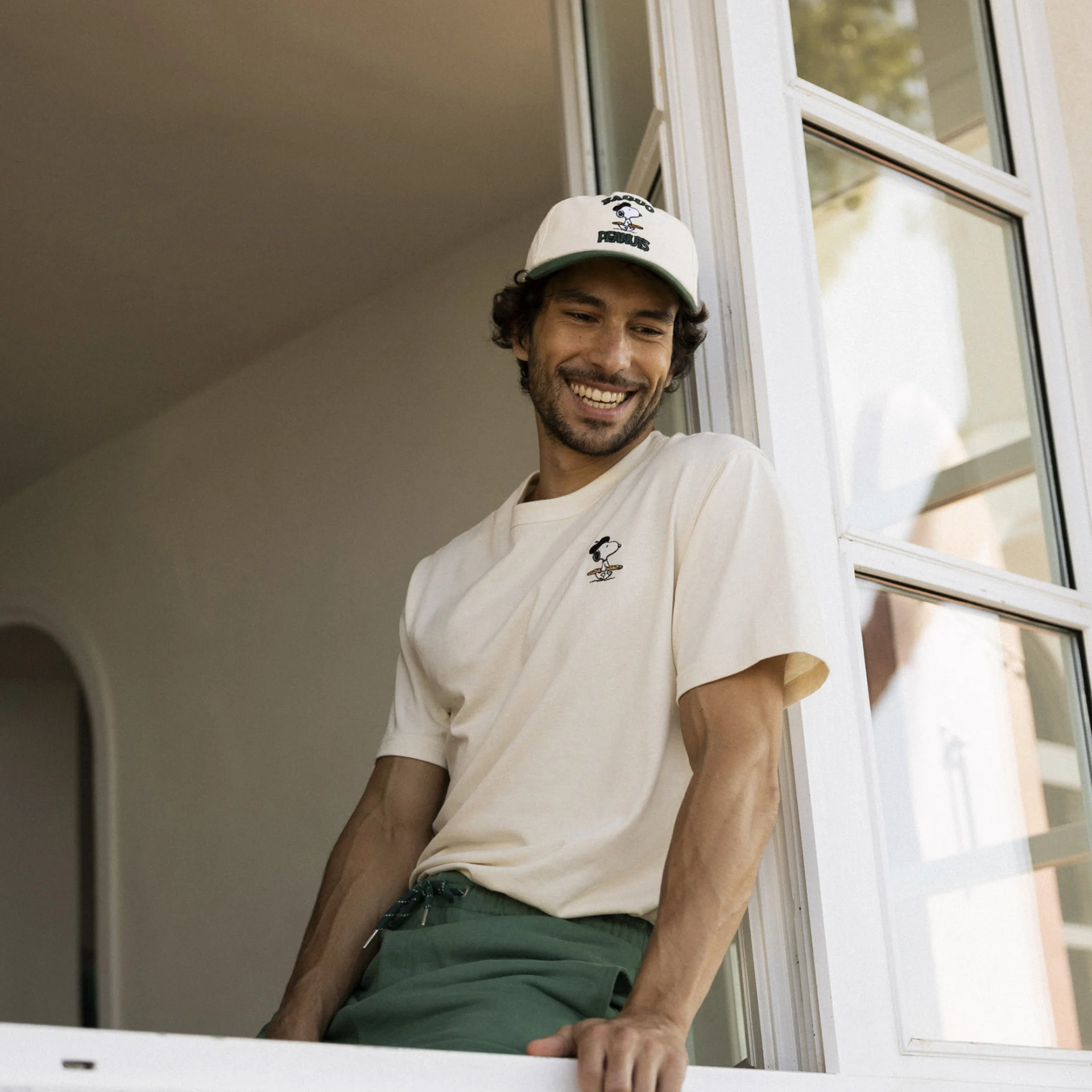 Casquette écrue & verte Peanuts coton - modèle cap