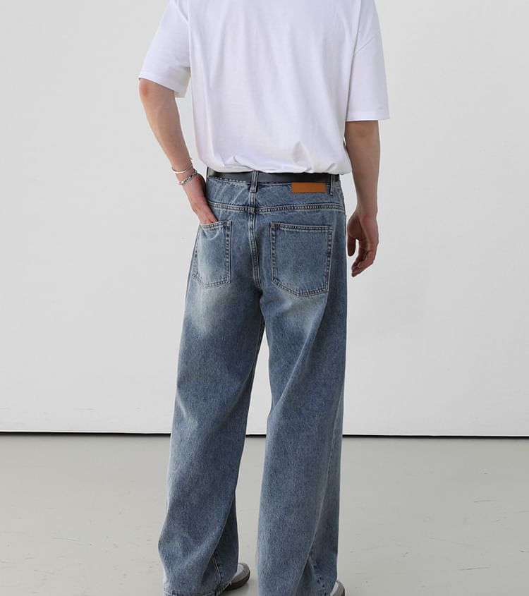 MRCYC - High Waist Washed Wide Leg Jeans