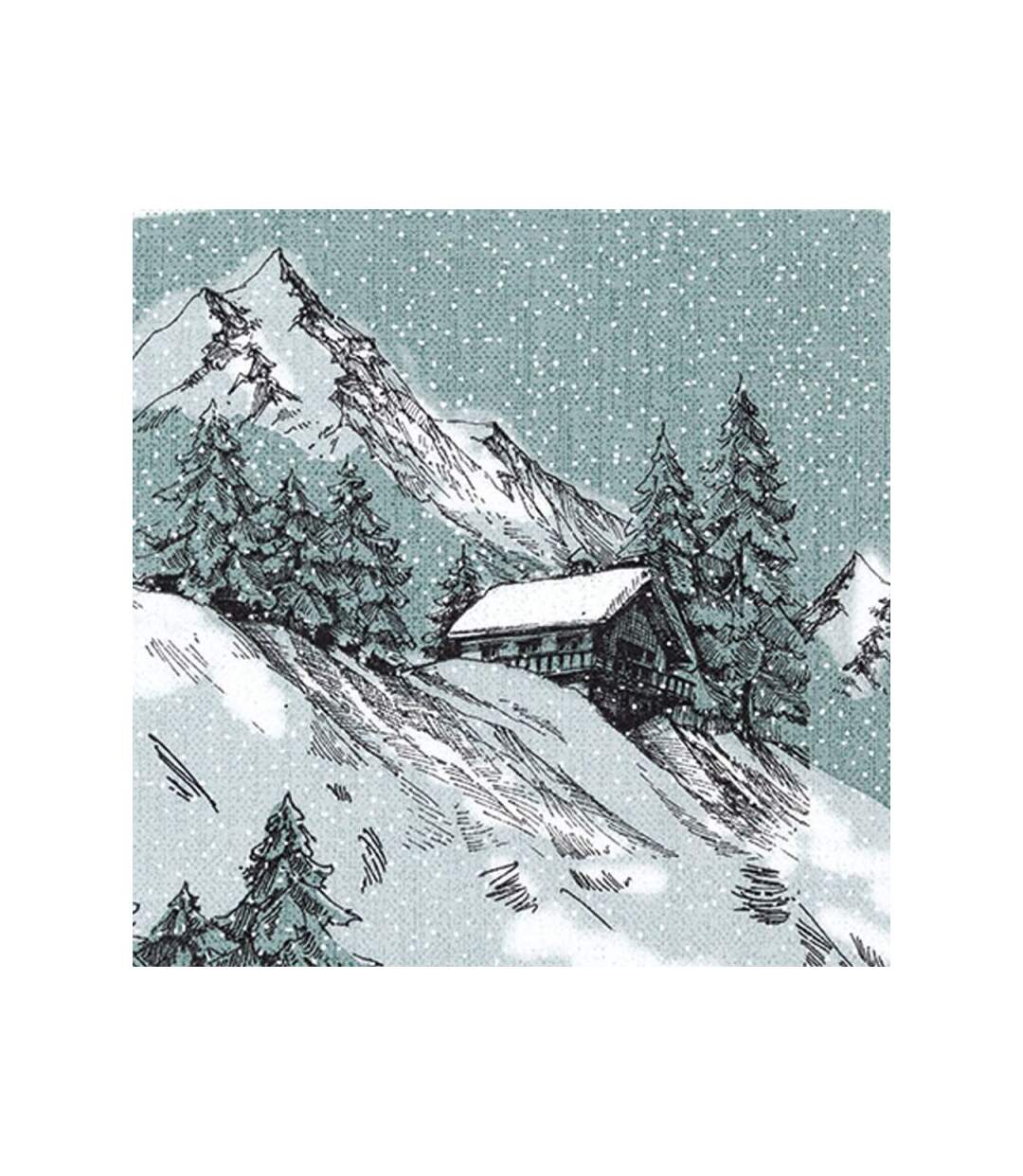 Paris Prix - Lot De 20 Serviettes En Papier montagne 33x33cm Bleu