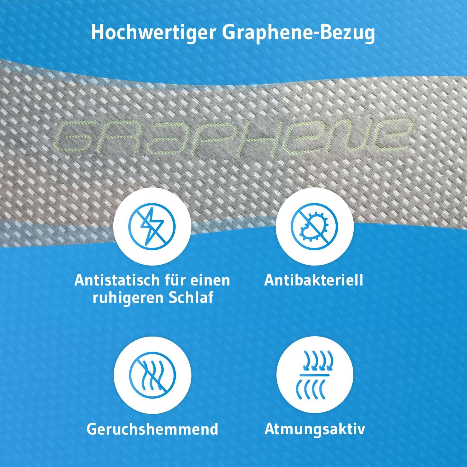 Topper 100x200cm RenewON | Testsieger 2021 | Ergonomische Memory-Schaum Auflage | Atmungsaktiv und Feuchtigkeitsregulierend | Anti-Statischer Graphene-Bezug | Matratzen-Topper 100 x 200 x 6 cm Höhe