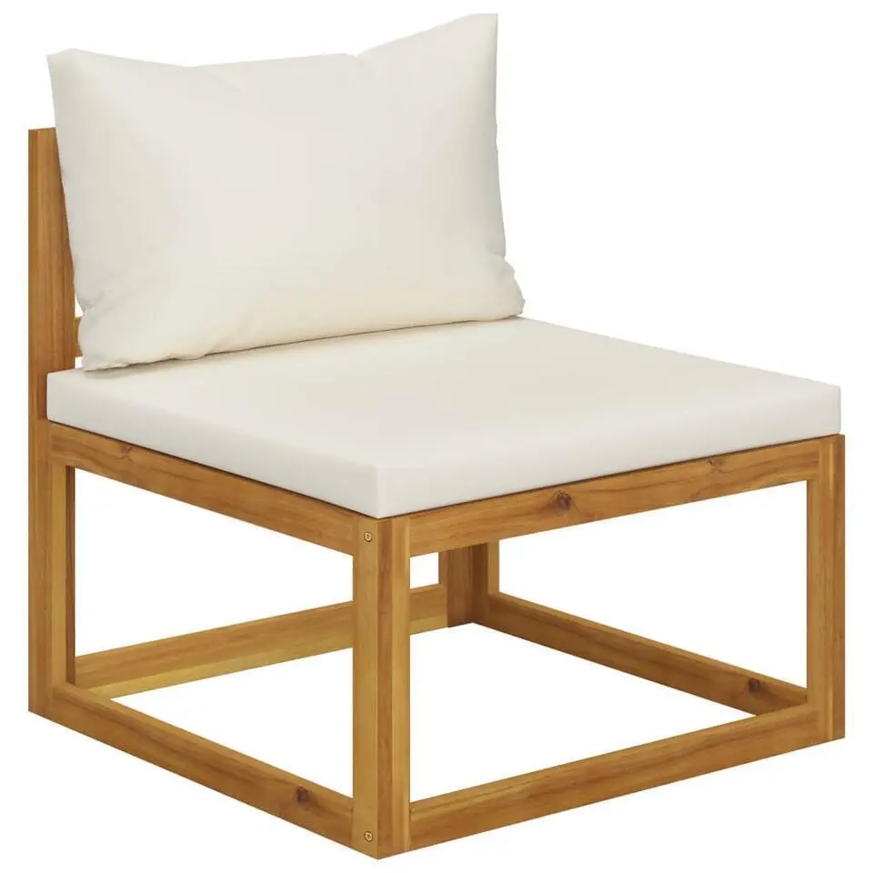vidaXL - Tuinset - Crème - Acaciahout - 7 stuks - Met kussens