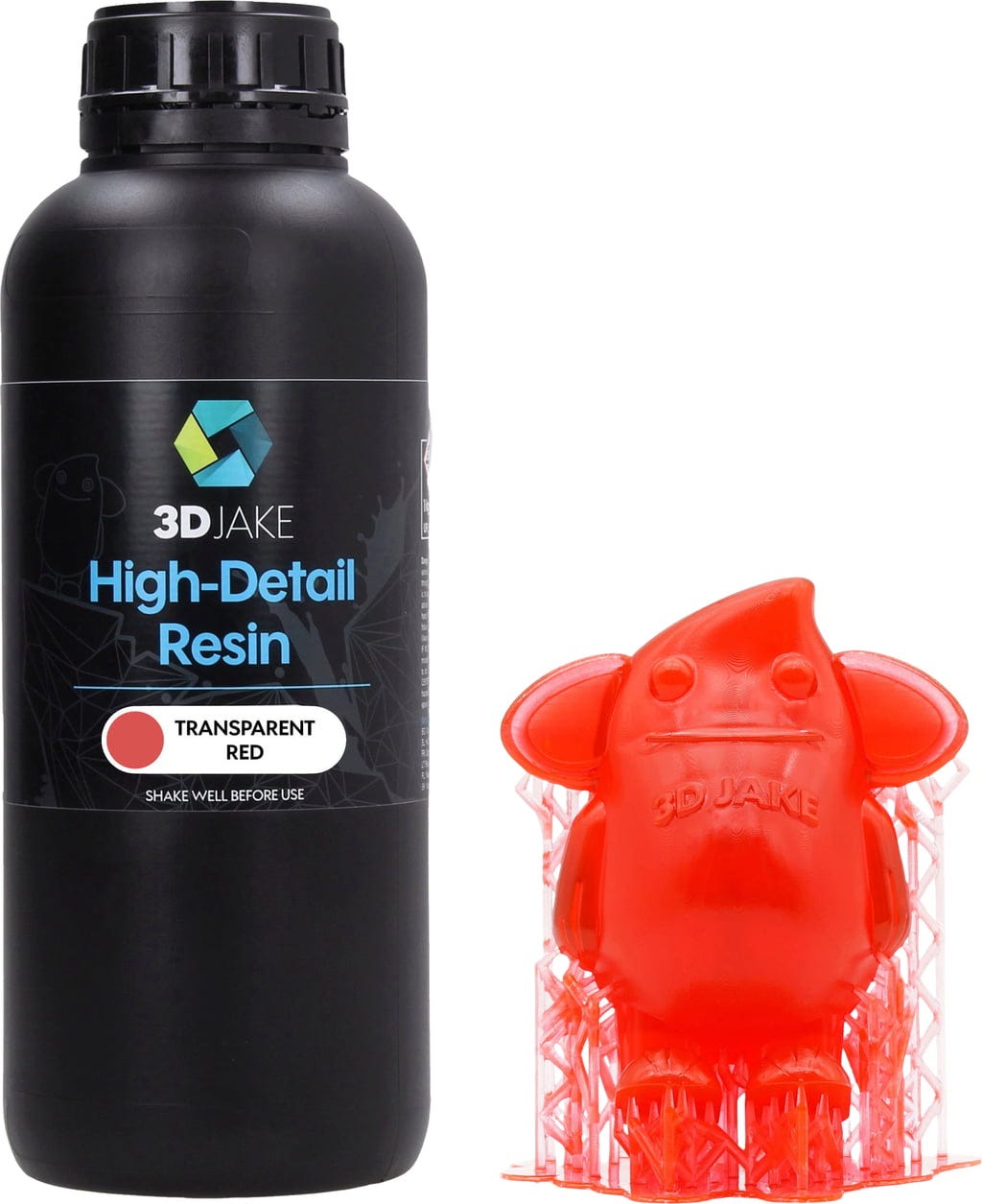 3DJAKE  8K High-Detail Resin Transparent Rot, 1.000 g    Resin speziell für Miniaturdrucke