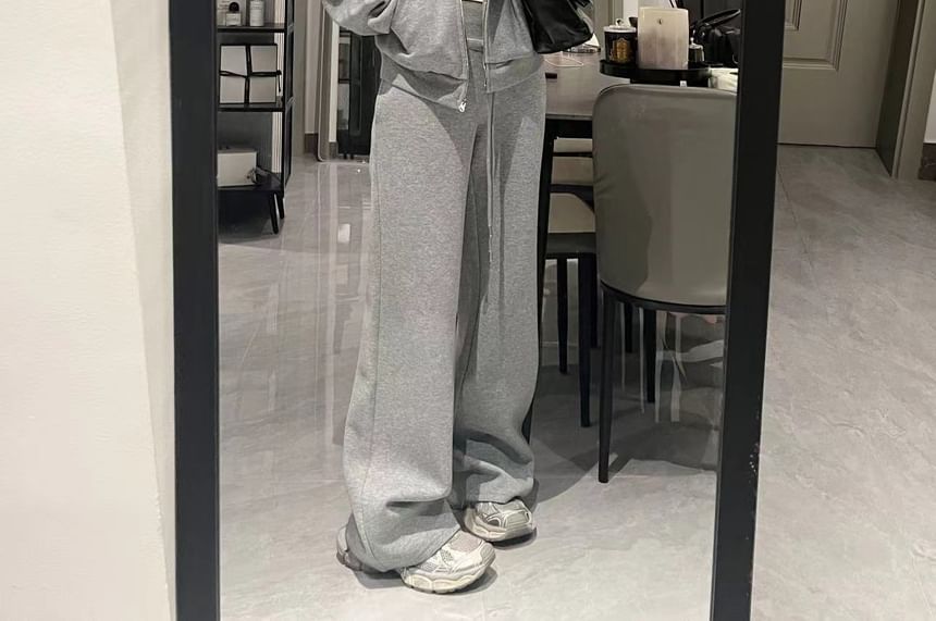 Okalpis - Effen hoodie met rits / wijde joggingbroek met trekkoord in de taille