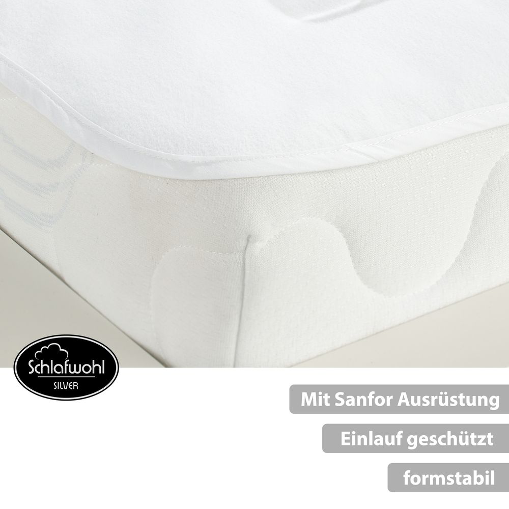 SCHLAFWOHL SILVER® Matratzenschutz-Auflage • Molton Matratzen Unterlage • Matratzenschoner • Inkontinenz Auflage • Topper • Schoner • wasserdicht 90x200 cm • weiß