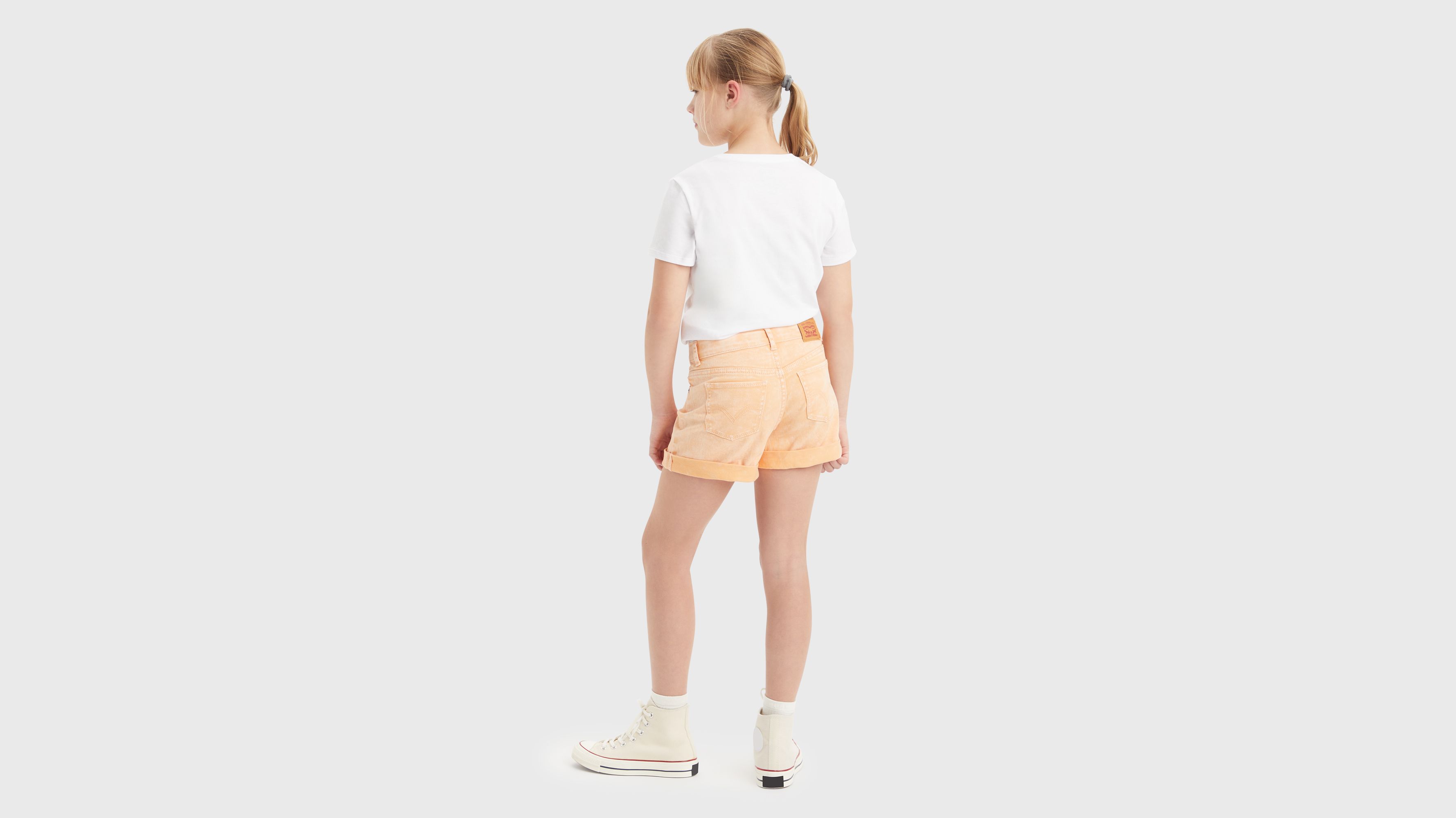 Ado short mini Mom sergé avec revers - Coral Sands - Orange