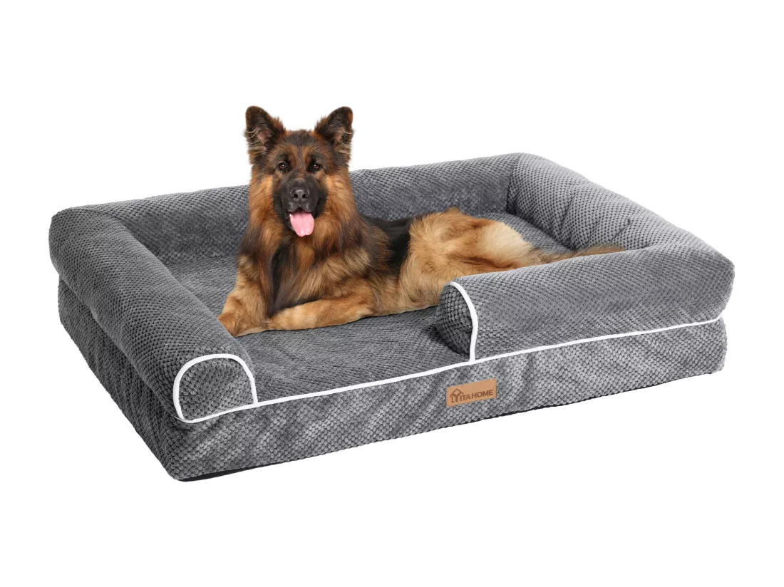 YITAHOME Panier - Grand Chien - Gris - Dehoussable - Orthopédique - lit Chien - Matelas Lavable - 108x80cm