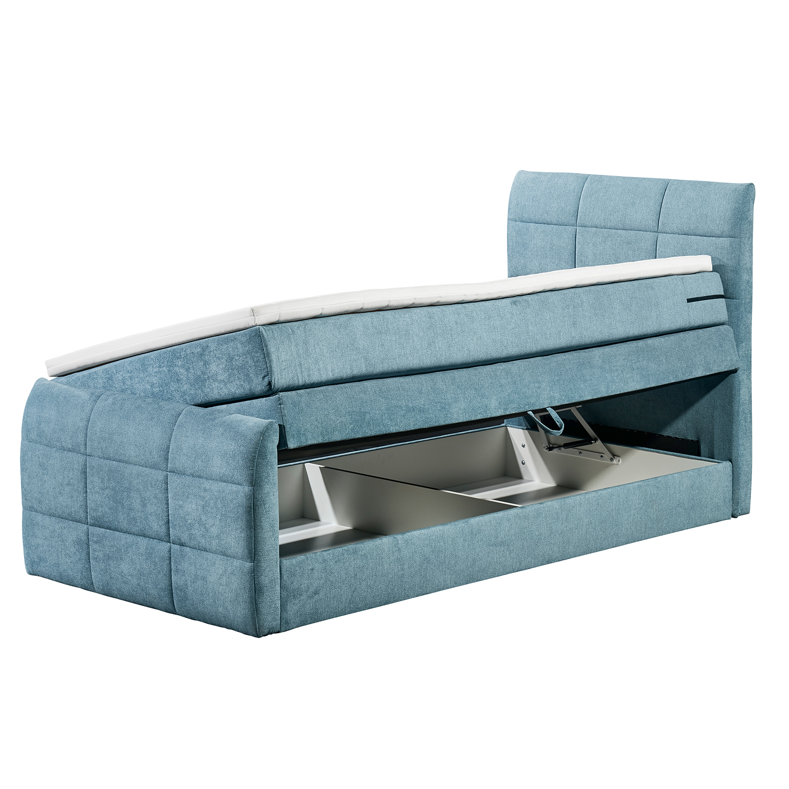Boxspringbett - denim - H2 - 100x200 cm