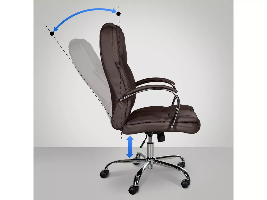 Chaise de bureau - Similicuir & Métal chromé - Marron - XXL Xanthos