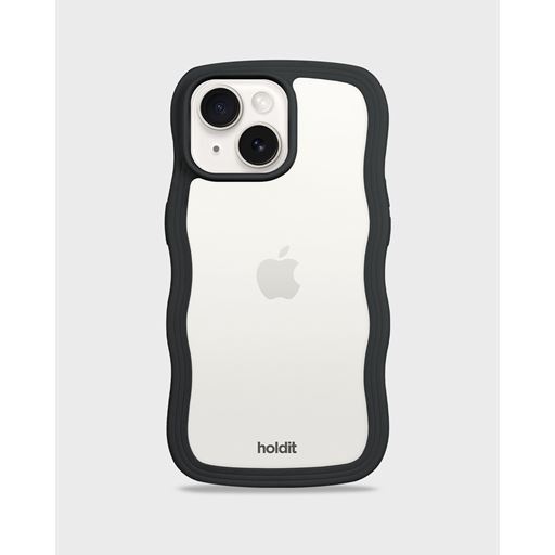 holdit Iphone 15/14/13 Transparent Wavy Cover, Black/Transparent