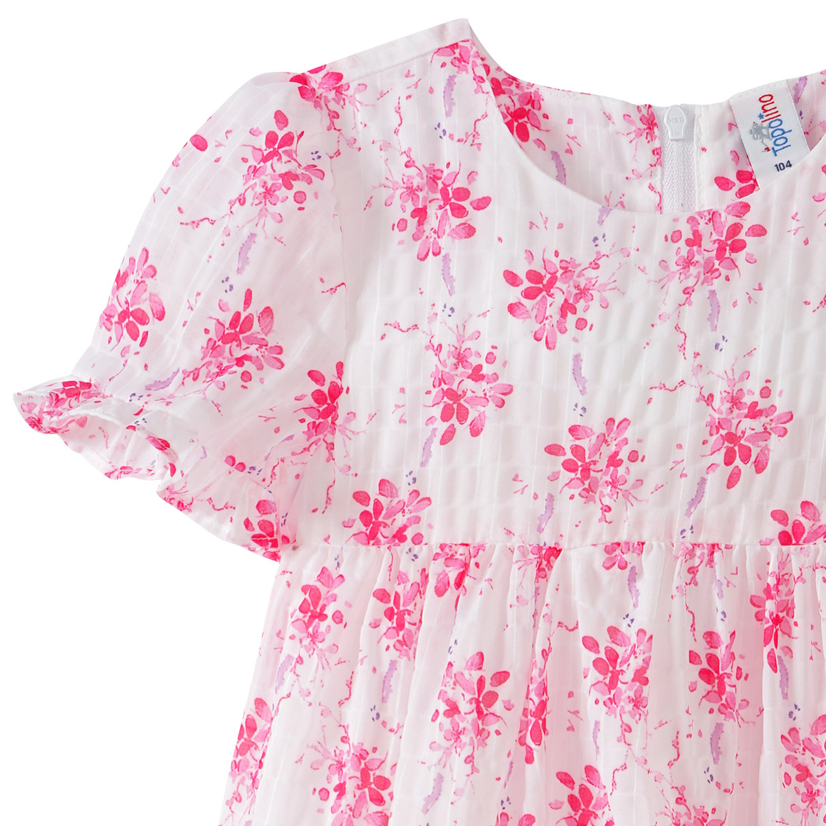 Topolino Festliches Mädchen Kleid mit Blumen-Muster pink / weiss