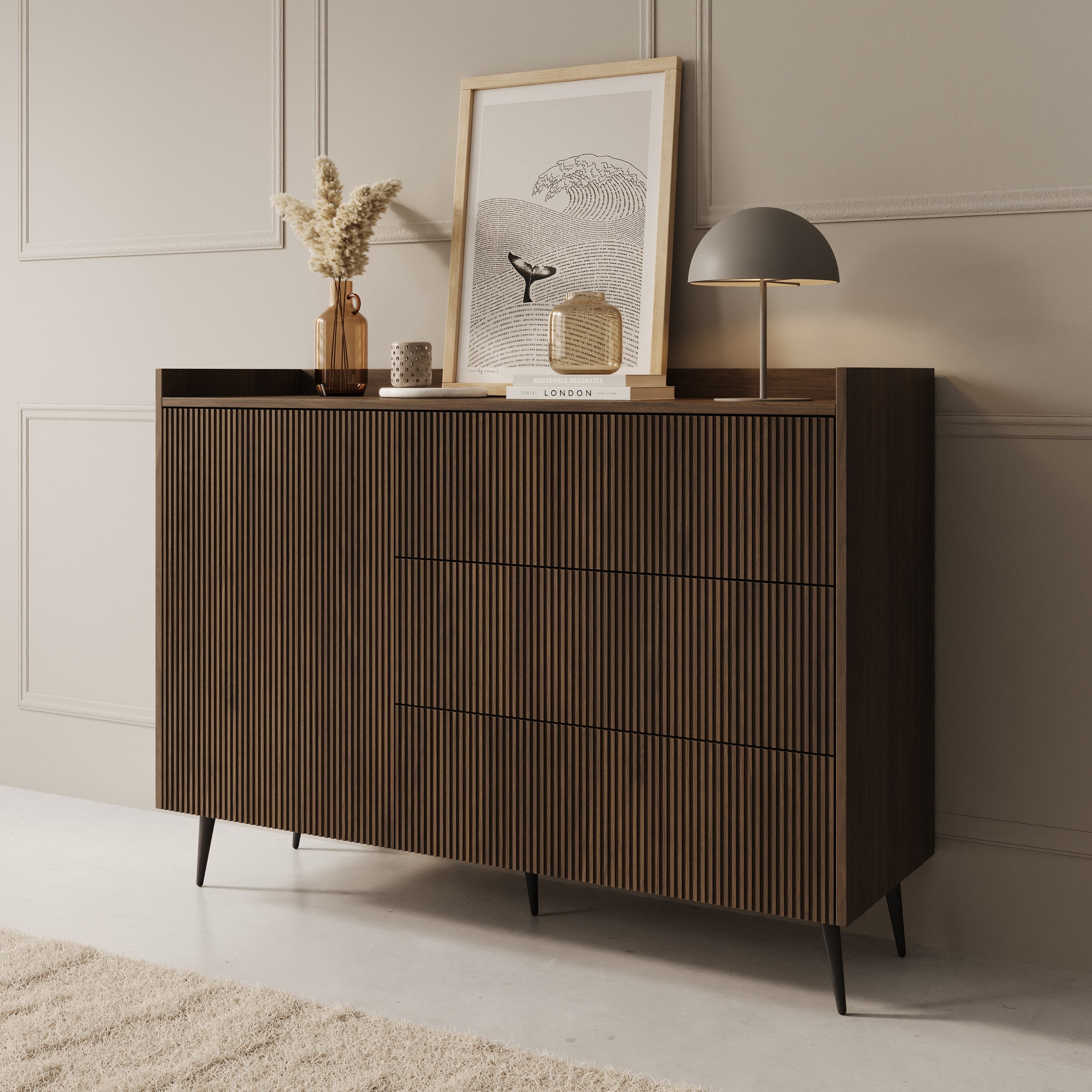 Meubella - Asty - Dressoir - Donker eiken - 126x41x92 cm