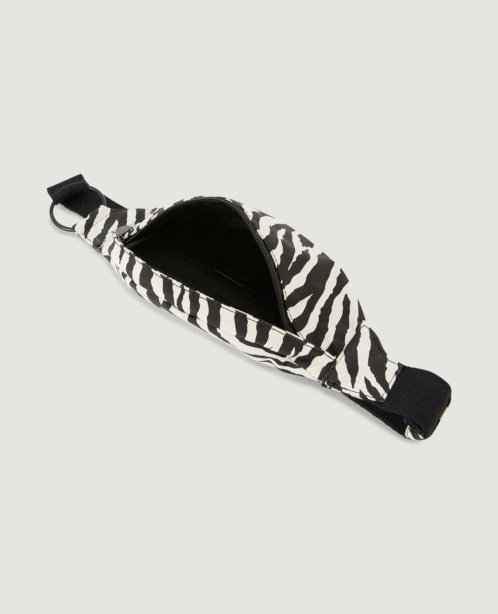 Sac banane avec anneau motif zèbre - Blanc