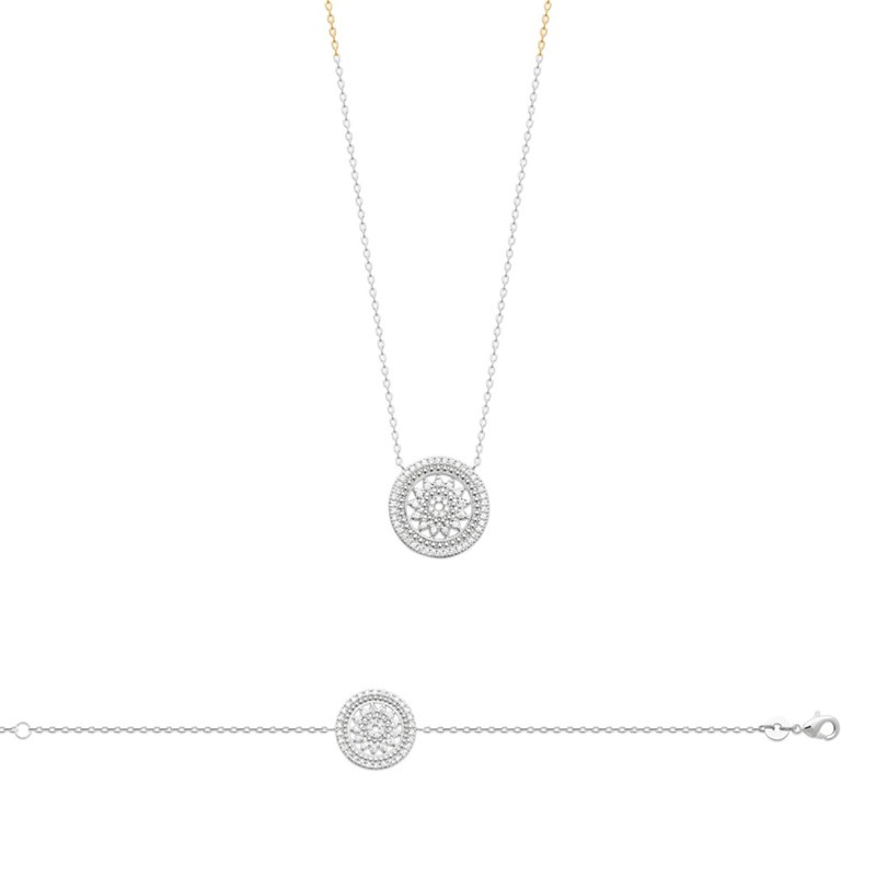 Collier Femme - Argent 925 - Oxyde de zirconium - Longueur : 45 cm