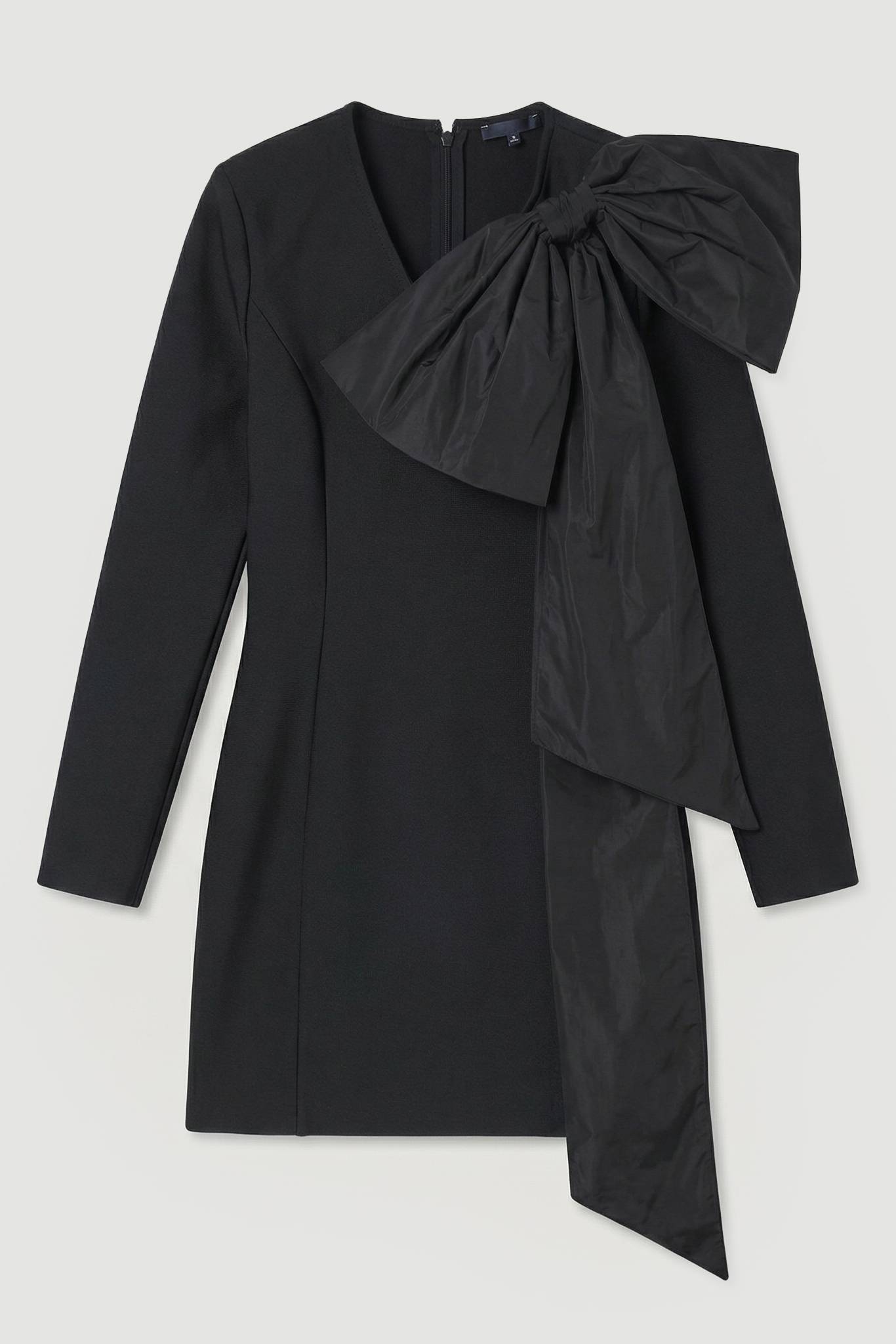 KarenMillen Robe Mini Tricot Bandage à Nœud en Taffetas Moulante