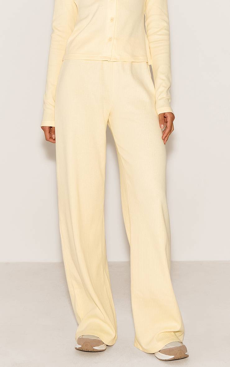Amande Pantalon Large Côtelé Taille Mi-haute