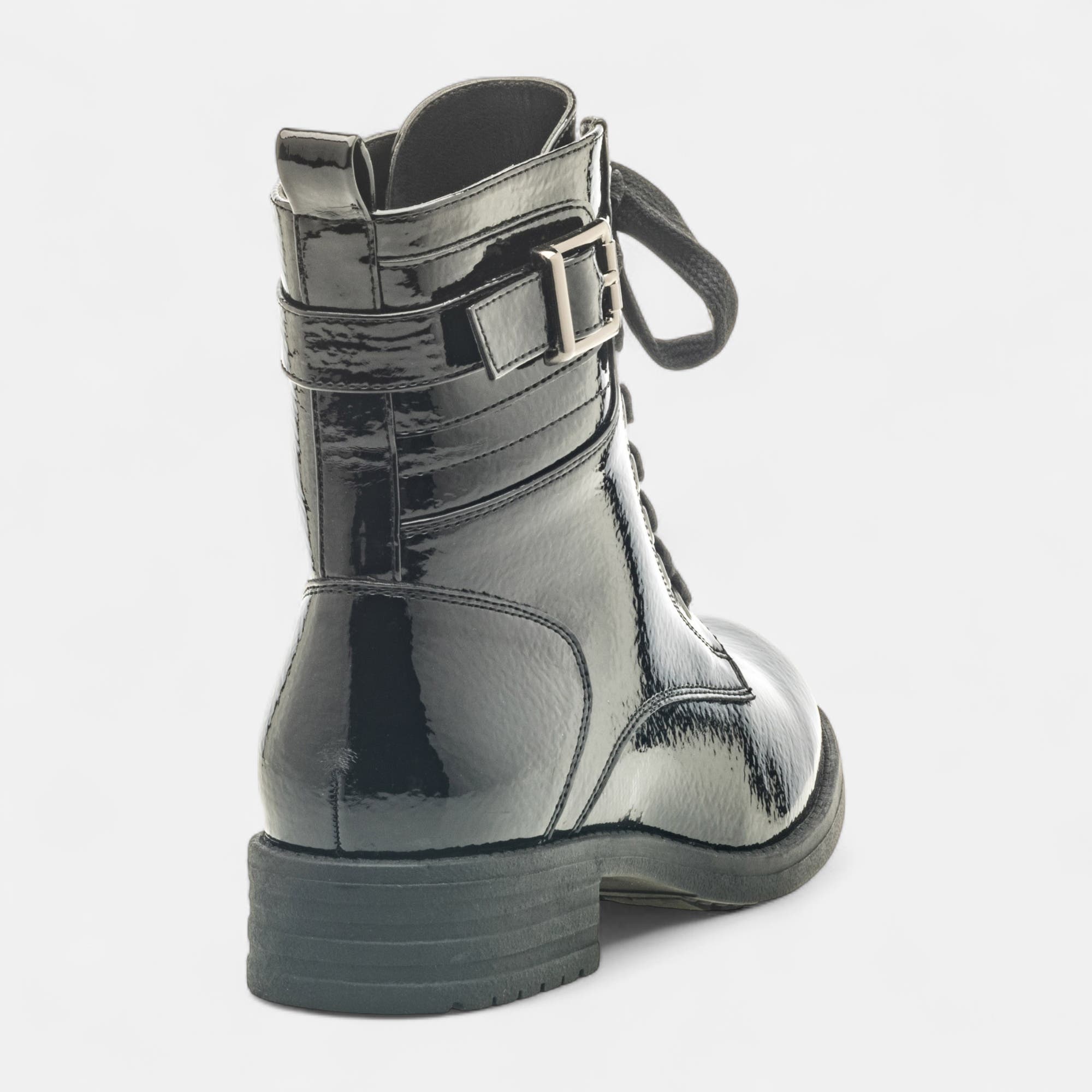 Bottines à lacets Femme noir vernis