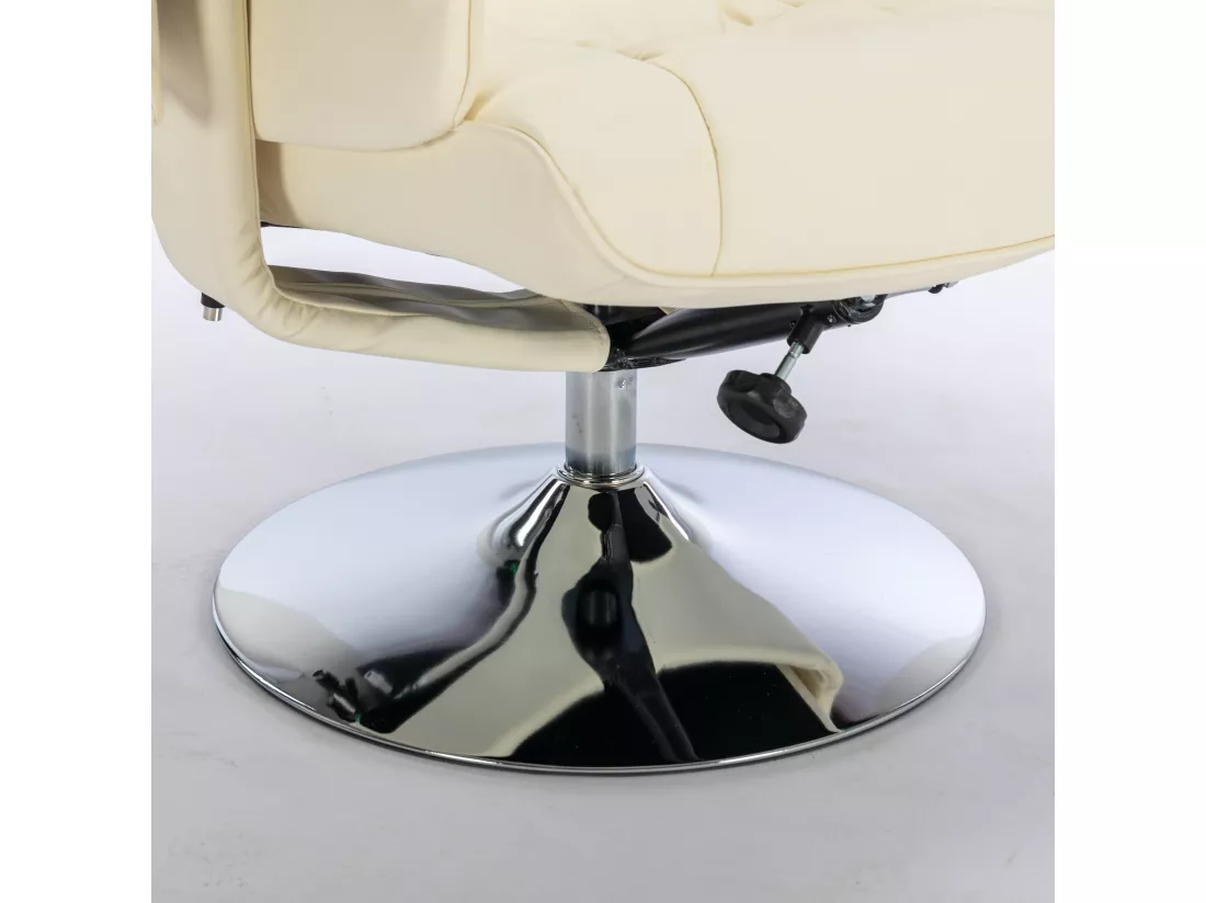Fauteuil de massage en cuir pu avec repose-pieds, beige,d79 cm×h106cm