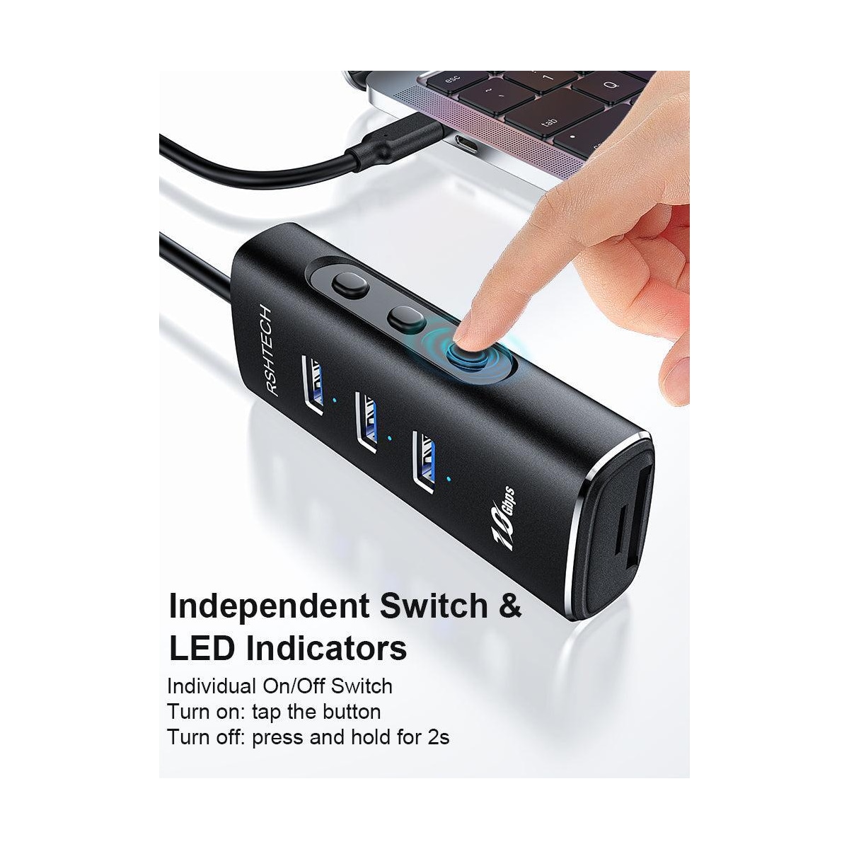 NÖRDIC Gen2 3.2 USB-C 3port Hub 10Gbps 1m kabel 3xUSB-A 1xSD 1xTF kortleser