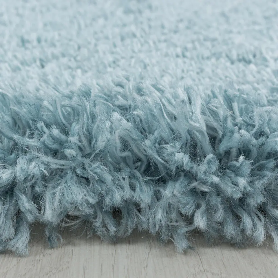 Pearl Soft Rond Hoogpolig Vloerkleed Blauw - 120 CM ROND