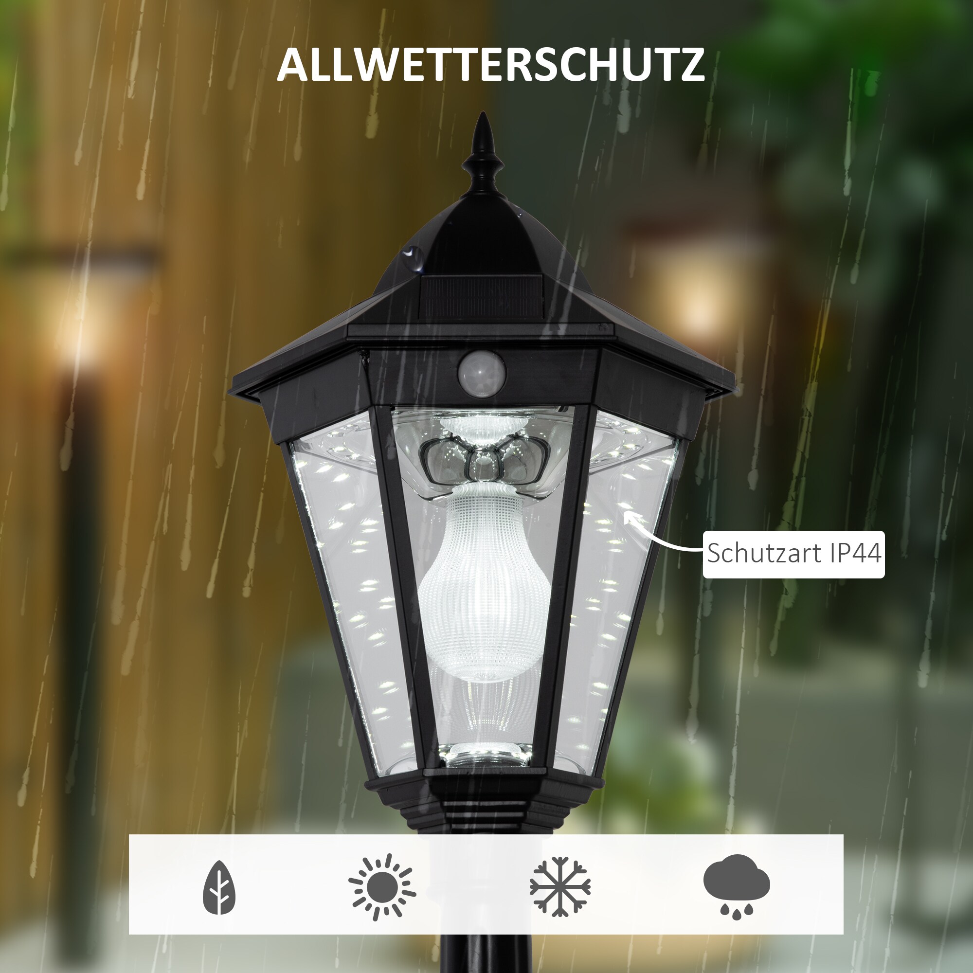 Outsunny Gartenlaterne mit einstellbarer Helligkeit schwarz 22L x 22B x 194H cm