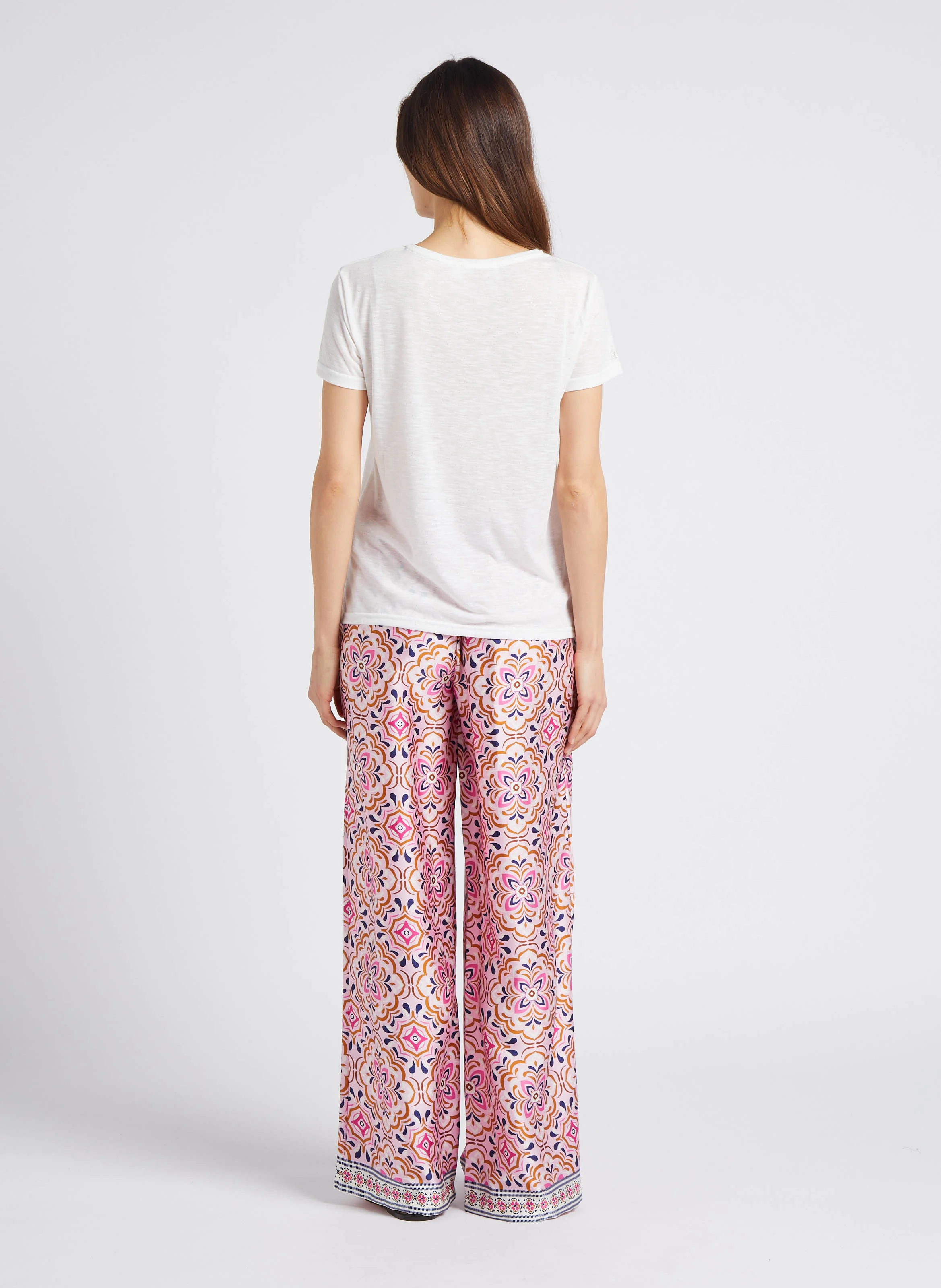 ELVA - Tee-shirt col rond pailleté | Blanc