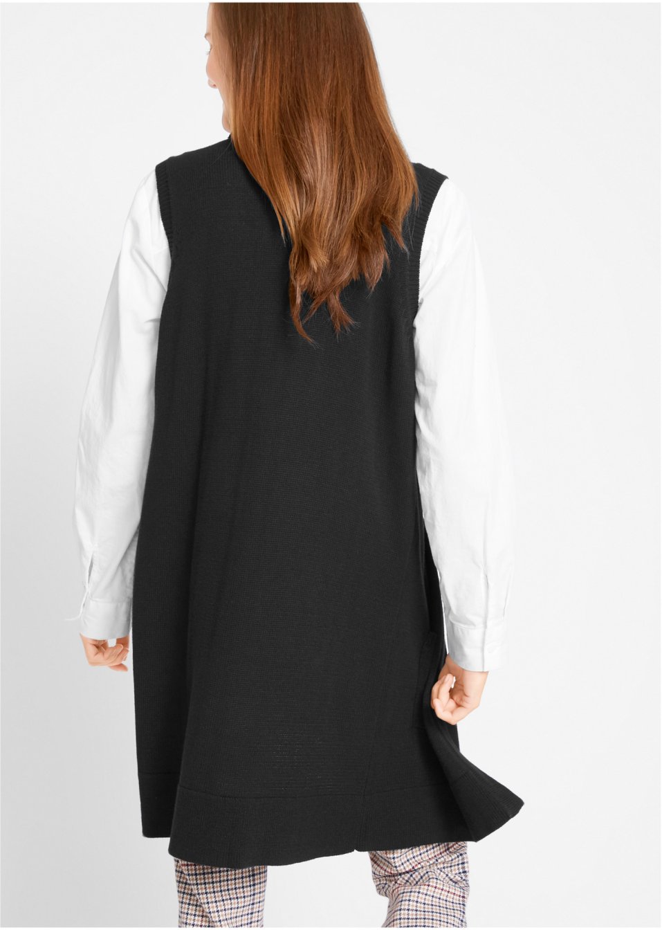 Gilet long sans manches en maille
