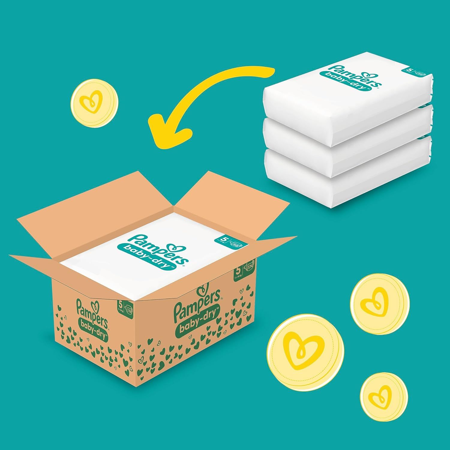 Pampers Windeln Größe 4+ (10-15kg) Baby-Dry