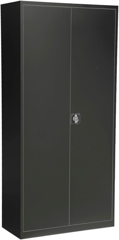 Flügeltürenschrank Steel, 5 Ordnerhöhen, schwarz (RAL 9005)