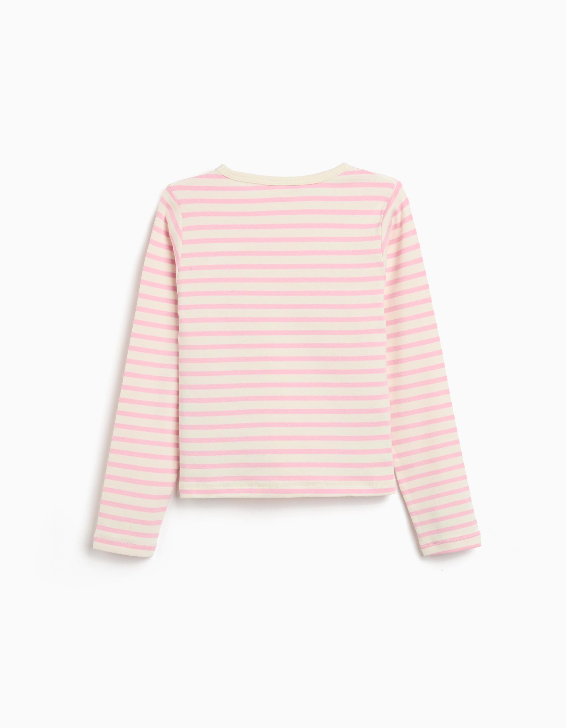 T-shirt de Manga Comprida Riscas, Menina, Rosa