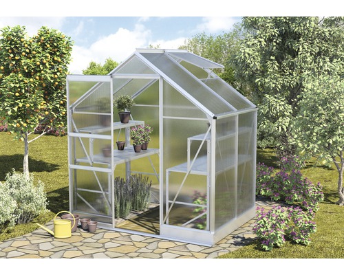 Vitavia Apollo 2500 kas, 6 mm dubbelwandige polycarbonaat panelen, met fundering, 195x137 cm, aluminium