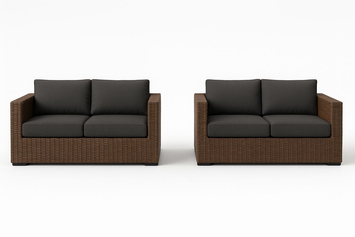 Rattan Sofa Set Polyrattan Dunkelgrau Braun
