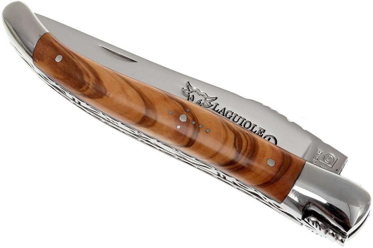 Laguiole en Aubrac 12cm Double Plates, olive burl handgevijld, L0712LLI-FSJ1