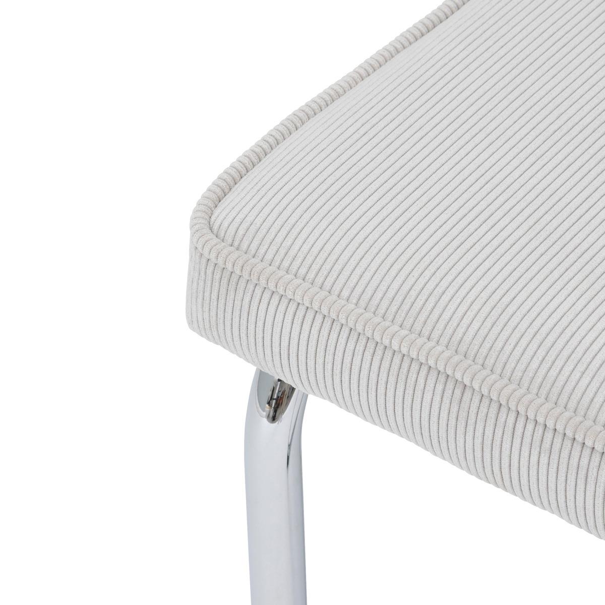 CHAISE SERSI VELOURS COTELE PIEDS CHROME GRIS