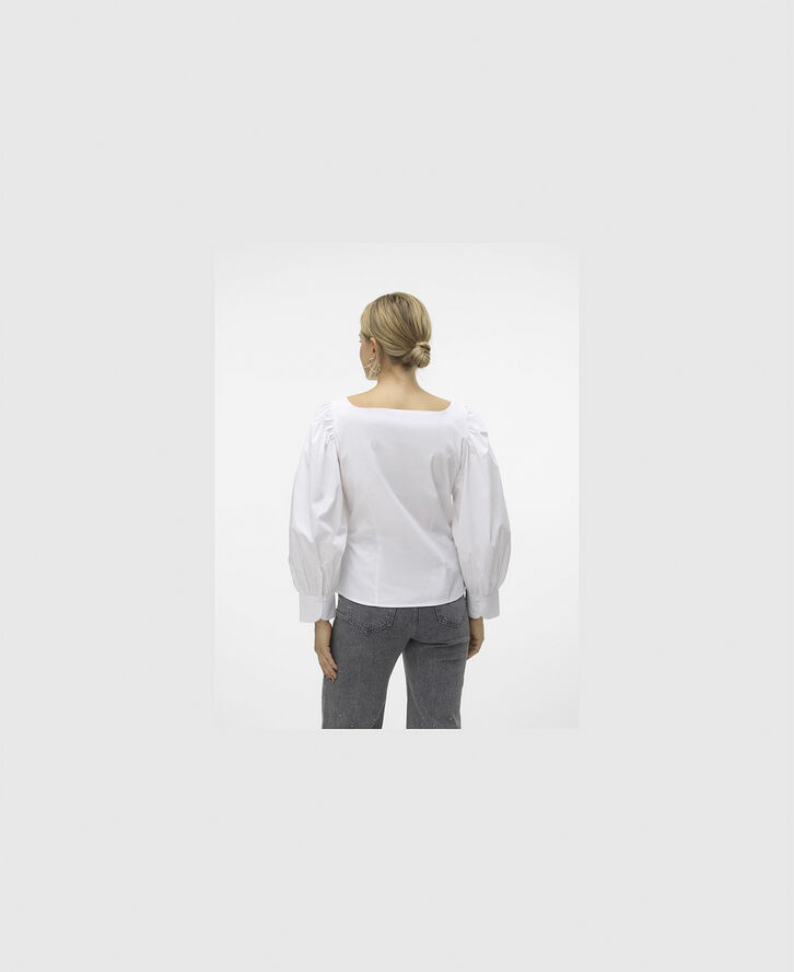 Vero Moda VMFRIDA LS TOP WVN GA Snow white