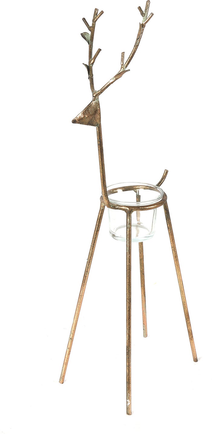 Countryfield waxinelichthouder hert Dustin koper 17 x 10 x 40 cm