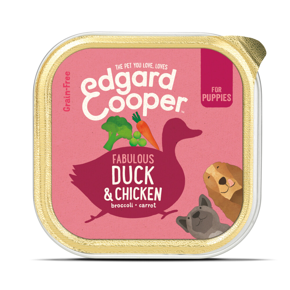 11x Edgard & Cooper Kuipje Vers Vlees Puppy Hondenvoer Eend - Kip150 gr