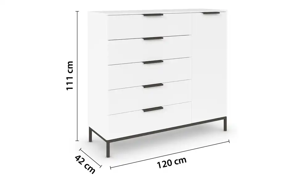 Sideboard Weiß Front: Dekor, Oberboden: Dekor Graphit