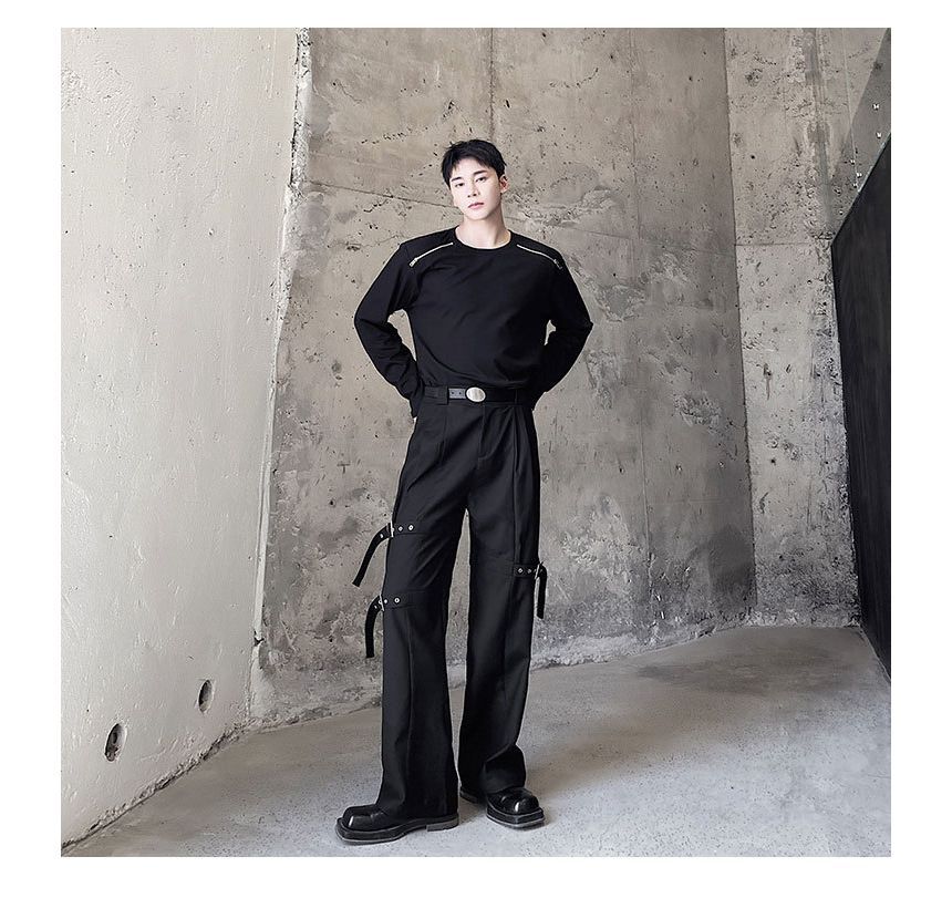 Omozando - Hoge taille, rechte broek met bandjes