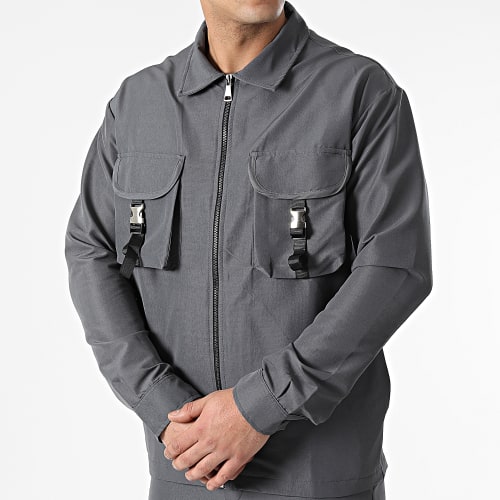 Ensemble Veste Zippée Et Jogger Pant KL-2012 Gris