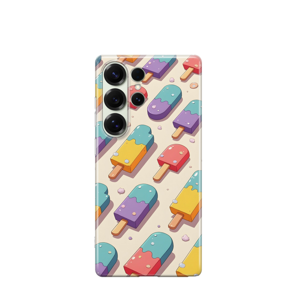 Samsung Galaxy S25 Ultra Gummi Hülle Eis am Stiel 1 - Blau / Gelb / Rot